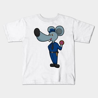 Mouse as Police officer with Donut Kids T-Shirt